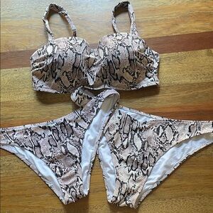 Shade & Shore Snakeskin Bikini in Black and Tan